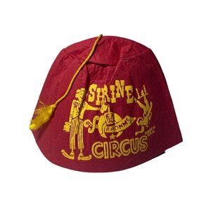 Shrine Circus Red Yellow Tassel Fez Hat Child Size Unknow Size and Temple VTG